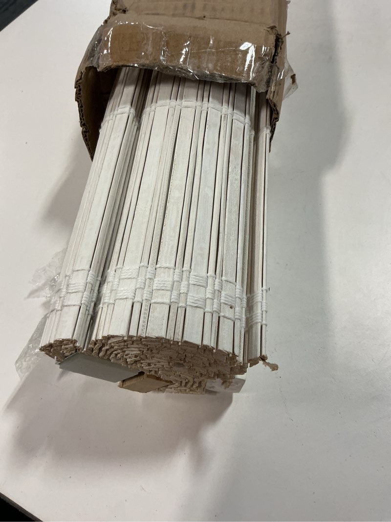 Condition photo showing Good Condition for LazBlinds No Tools No Drill Cordless Bamboo Roman Shades, Light Filtering Window Treatment, Roll Up Bamboo Blinds for Windows 29'' W x 48'' H, Whitewash T Light Filtering-whitewash T 29" W x 48" H