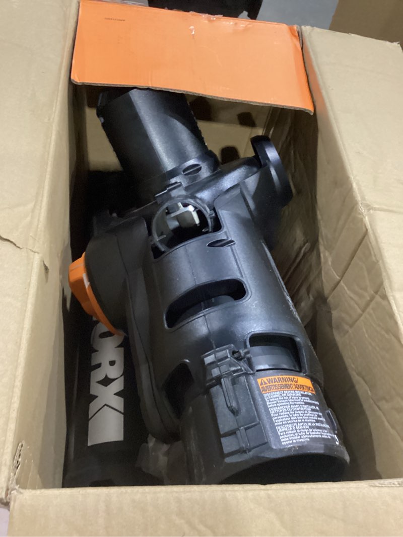 Condition photo showing As Is for ** missing parts not tested ** worx trivac 3 in 1 electric leaf blower for lawn care, leaf vacuum with 600 cfm, leaf mulcher with metal impeller, wg512 600cfm blower/vac/mulcher