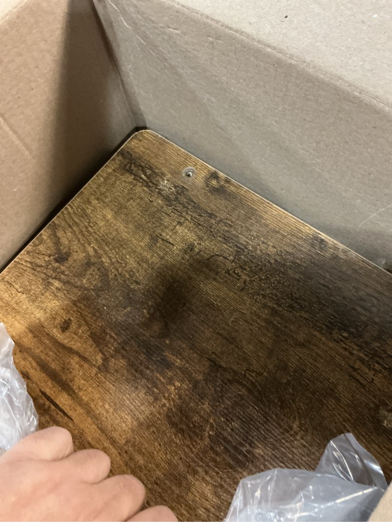 Condition photo showing As Is for QEEIG C Table Side Table Set of 2 Living Room Sets C Shaped Couch Tray End Tables Farmhouse, Rustic Brown (017-30BN) 11.8"W x 15.7"D x 25.6"H (2P) Brown