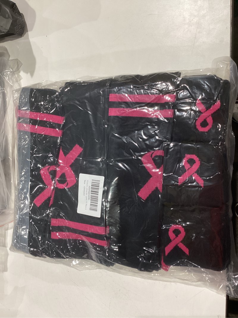 Condition photo showing New/Like New for 24 Pairs Breast Cancer Awareness Socks Bluk Pink Football Socks With Wrist Sweatbands Athletic Accessories for Volunteer One Size Black-1 24