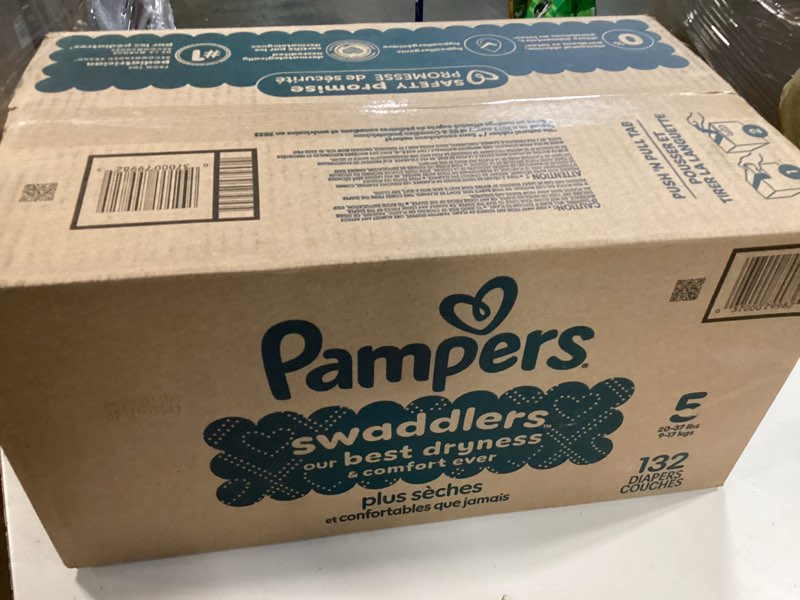 Condition photo showing New/Like New for Pampers Swaddlers Diapers, Size 5 (20-37 lbs), 132 Count, Absorbent, Keeps Baby Dry and Comfortable, Skin Safe Disposable Baby Diaper (Packaging May Vary) Size 5 132