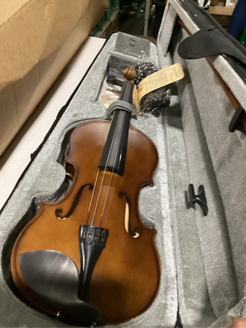 Condition photo showing As Is for vangoa 1/4 kids violin set for beginner children student quarter size acoustic violin starter kit with case, rosin, bow, strings, mute, fingerboard stickers, natural 1/4 natural