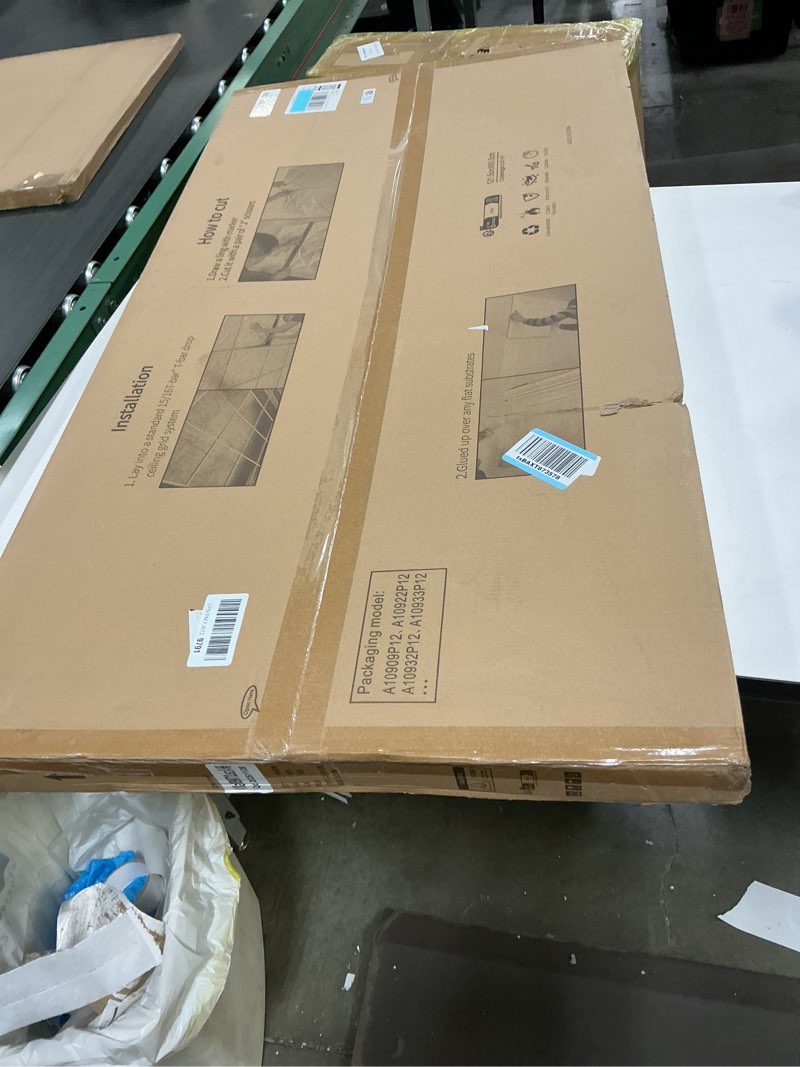 Condition photo showing New/Like New for Art3d Drop Ceiling Tiles, 24x48in. White (12-Pack), Polyvinyl Chloride (PVC), Glue Down 24"x48" White 12