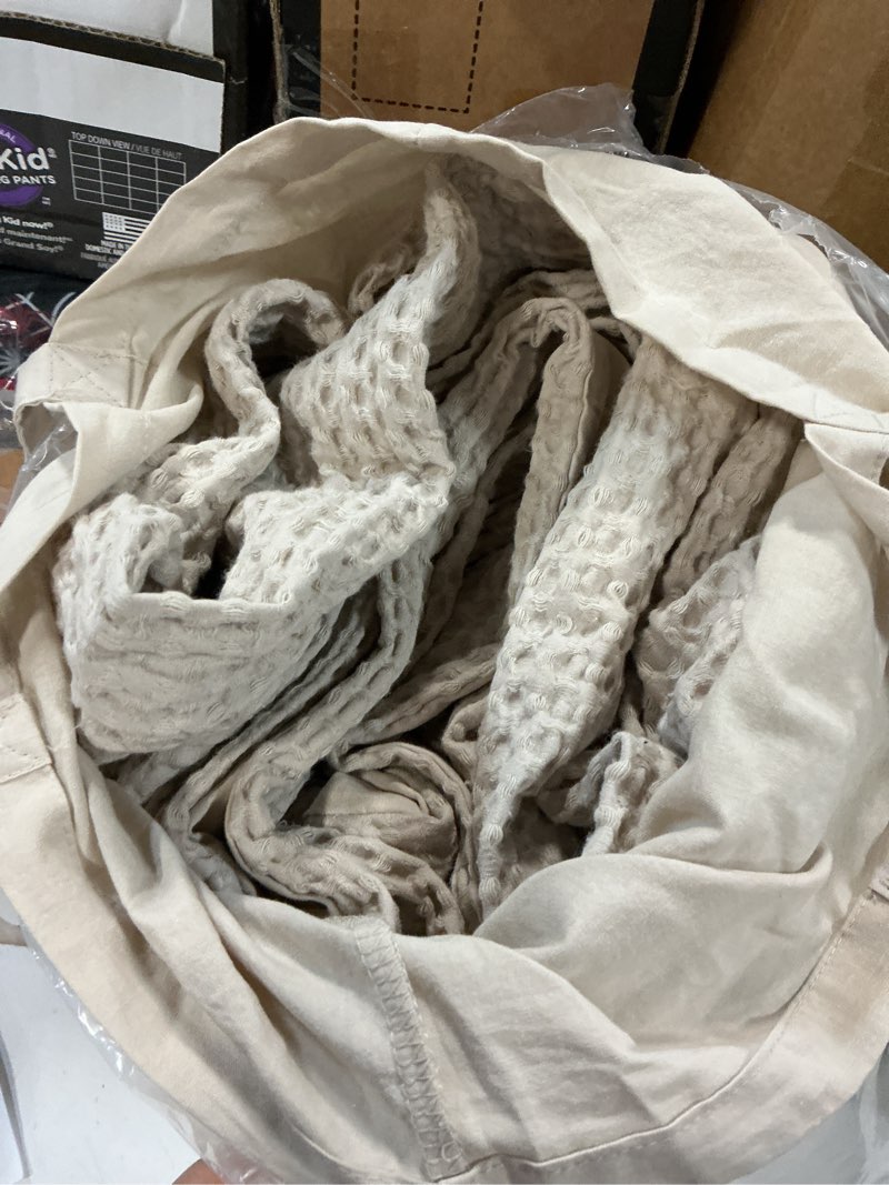 Condition photo showing As Is for bedsure cotton duvet cover queen size - 100% cotton waffle weave linen duvet cover, purewoven textured breathable bedding comforter cover for all season, 1 duvet cover only 90"x90" queen (duvet cover only) 03 - linen (no comforter)