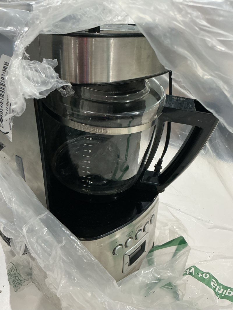 Condition photo showing As Is for cuisinart 14-cup coffee maker, programmable perfectemp glass carafe coffee machine with 1-4 cup setting, brew strength control and pause, stainless steel, dcc-3200nas 14-cup glass stainless steel