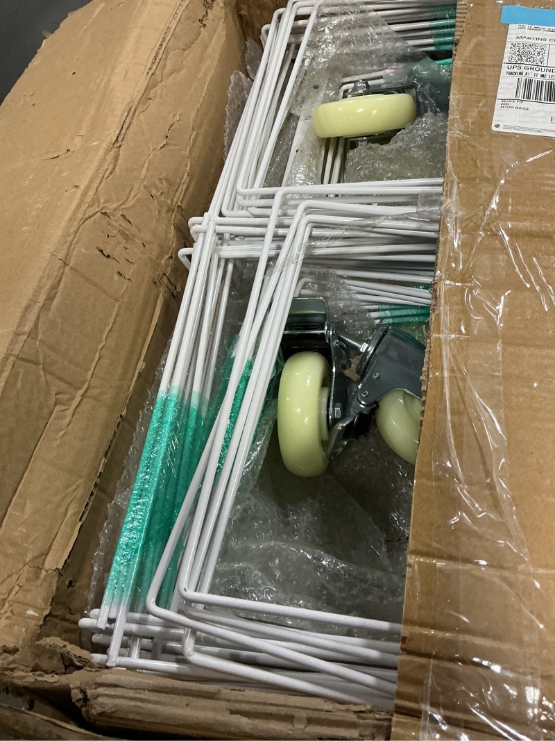 Condition photo showing Good Condition for 50 Shelves Art Drying Rack, Total Load Capacity 800 lbs Paint Drying Rack with 4 Casters Wheels, Movable Art Storage Rack for Classroom and Art Studios, 16 lbs/Shelf Capacity