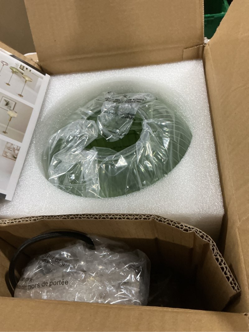 Condition photo showing Good Condition for KCO Lighting Vintage Green Glass Pendant Light Kitchen Island Lighting Farmhouse Ribbed Glass Pendant Lighting Large Globe Pendant Light Fixture Brass Gold Single Ceiling Hanging Light Green 20cm