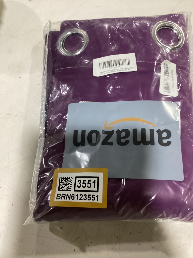 Condition photo showing As Is for yakamok ombre curtains purple and greyish white for living room,52wx84l | room darkening curtains 84,thermal insulated gradient color drape,light blocking grommet window curtains for bedroom,2 panels 52"w x 84"l (pack of 2) purple