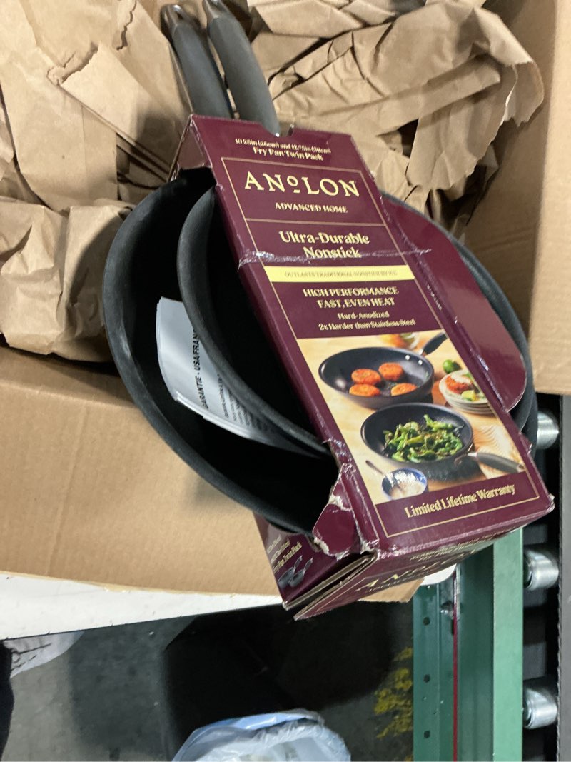 Condition photo showing Good Condition for Anolon Advanced Home 10.25" & 12.75" Twin Pack Open Fry Pans Moonstone: Nonstick, Hard Anodized, Oven-Safe, Hand Wash