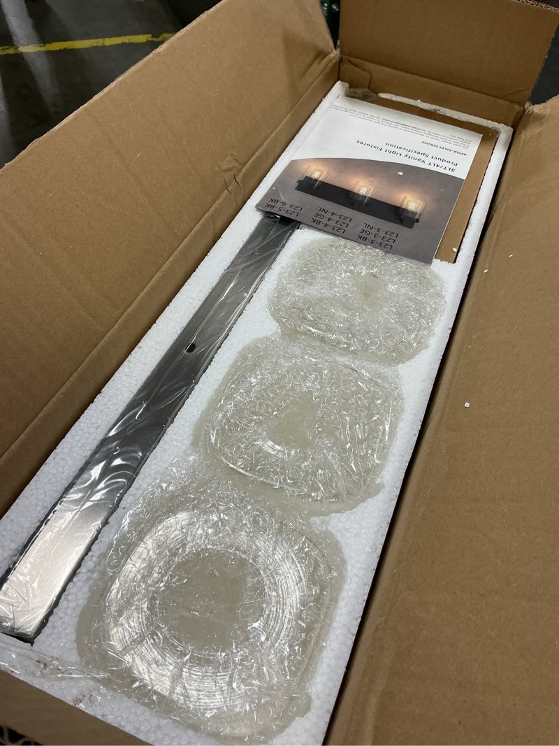 Condition photo showing Good Condition for 3-light bathroom light fixtures, brushed nickel vanity lights for bathroom, kitchen, living room, modern bathroom vanity lights with clear glass shades brushed nickel 3-light