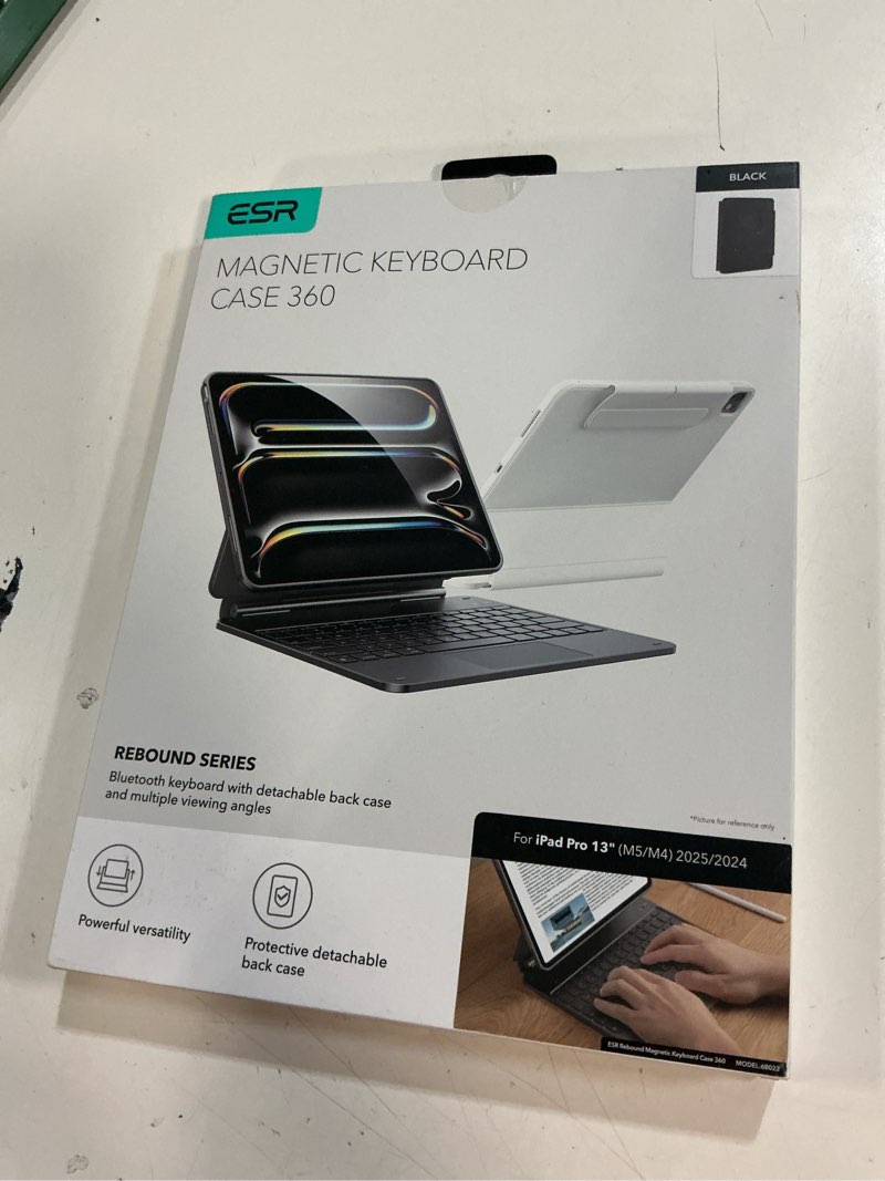 Condition photo showing New/Like New for esr ipad pro 13 inch case with keyboard (m5/m4, 2025/2024), ipad pro 13 keyboard case with easy-set magnetic stand, portrait/raised modes for ipad pro 13, removable, rebound 360 series, black