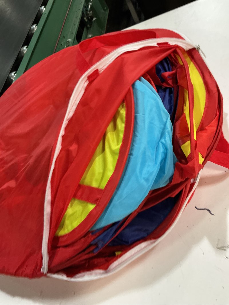 Condition photo showing Good Condition for Playz 5pc Kids' Play Tents & Tunnels - Ball Pit for Toddlers, Basketball Hoop, Crawling Tubes, Pop-Up Playhouses, Baby Obstacle Course for Indoor or Outdoor Use Blue, Yellow, Red