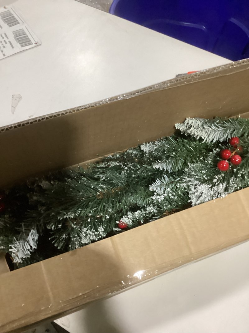 Condition photo showing As Is for Nearly Natural 3ft. Frosted Swiss Pine Artificial Christmas Tree with 50 Clear LED Lights and Berries