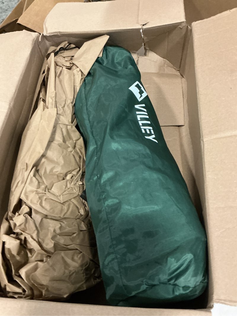 Condition photo showing New/Like New for villey low beach chair, high back folding adult chair, lightweight & portable for outdoor, beach, camping, lawn, music festival, with cup holder & carry bag - vintage green leaves vintage green leaves 1