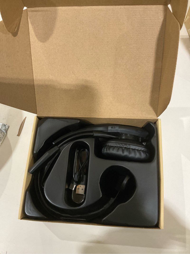 Condition photo showing As Is for Trucker Bluetooth Headset, Wireless Headset with Mic, Bluetooth Headsets with Dual Noise Cancelling Microphone & Mute Button, 55Hrs Working Time PC Headsets for Cell Phones, Computer, Truck Driver Black