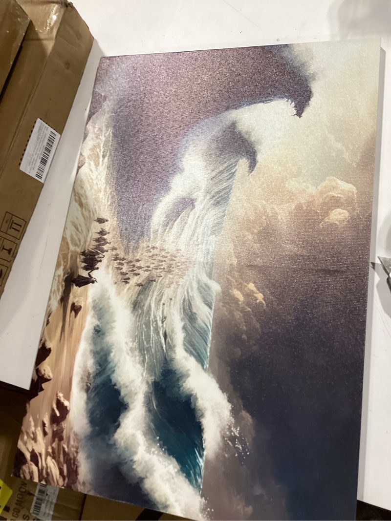 Condition photo showing Good Condition for modern christian canvas wall art bible stories moses parting egypt crossing the red sea picture jesus religion wall decor poster print for living room bathroom office bedroom home decoration moses red sea 24"l x 16"w