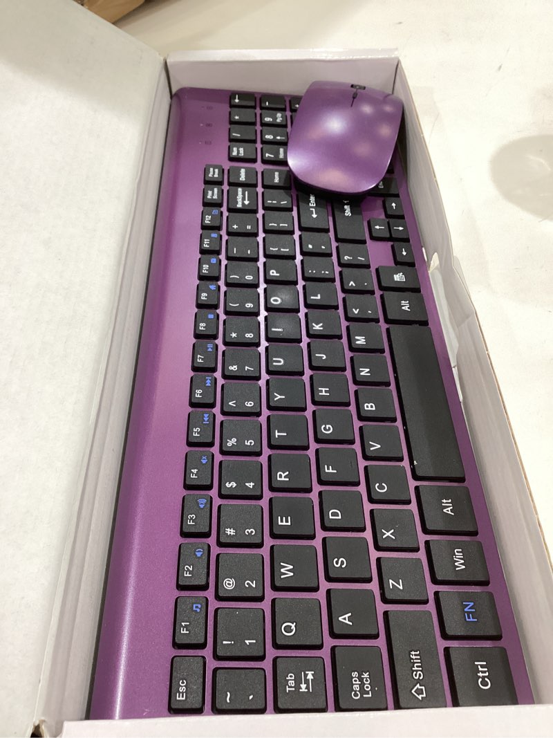 Condition photo showing Good Condition for wireless keyboard and mouse ultra slim combo, topmate 2.4g silent compact usb 2400dpi mouse and scissor switch keyboard set with cover, batteries included, for pc/laptop/windows/mac - purple black
