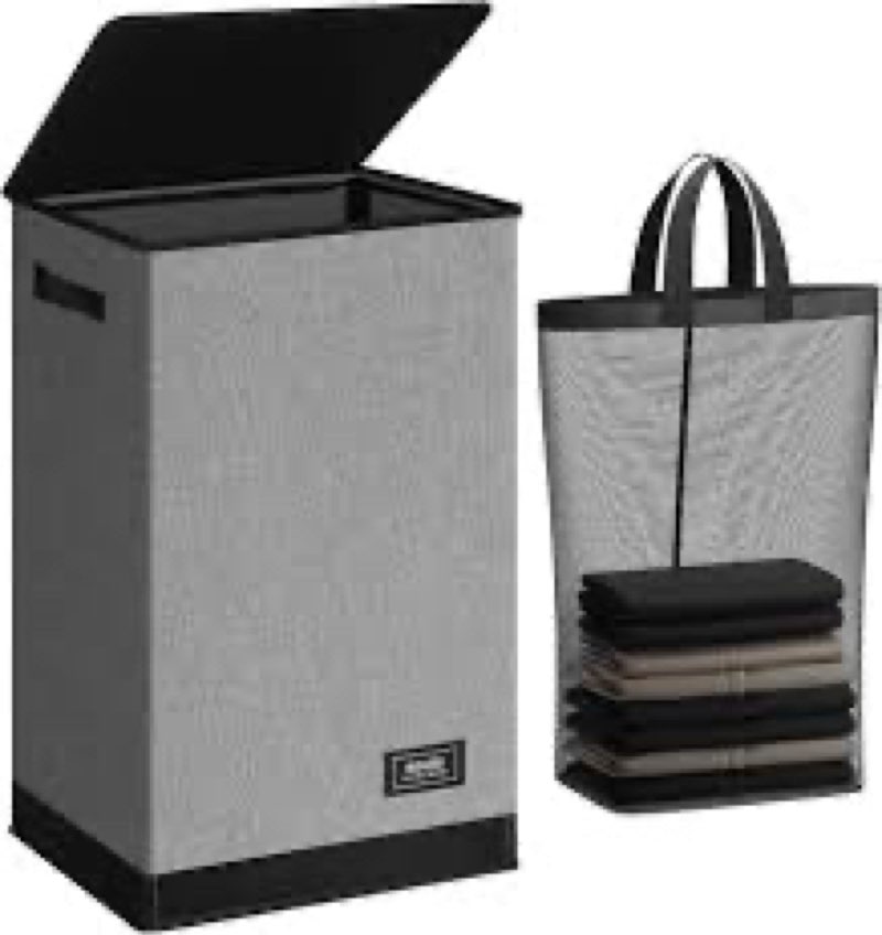 SOLEDI Laundry Hamper with Lid 90L Large & Tall Collapsible Laundry Basket, Clothes Hamper with Bag 