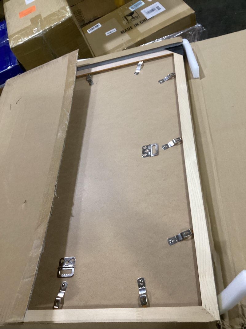 Condition photo showing As Is for wood 18x24 frame gold, ornate natural 24x18in poster picture frame, modern golden 18 x 24inch gallery wall photo frame with hd plexiglass, horizontal vertical wall mounting display 1pcs gold 18x24