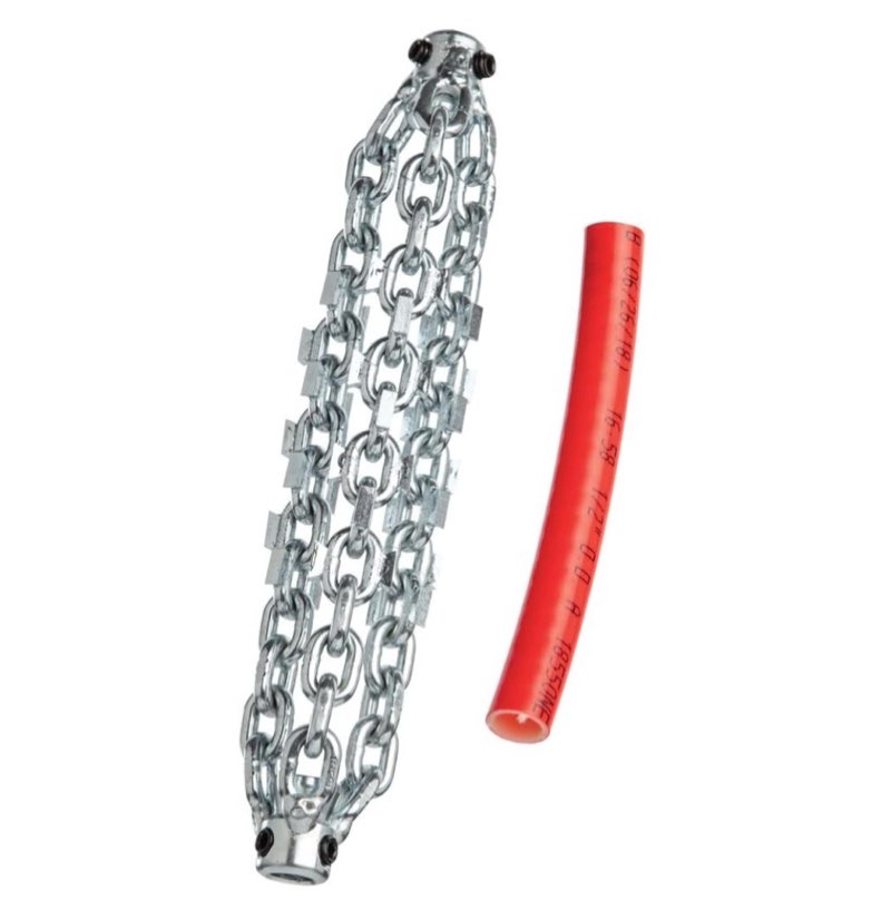 Condition photo showing New/Like New for ridgid 64318 k9-204 flexshaft knocker, 5/16" cable, 4" pipe, 3 chain, carbide tip 