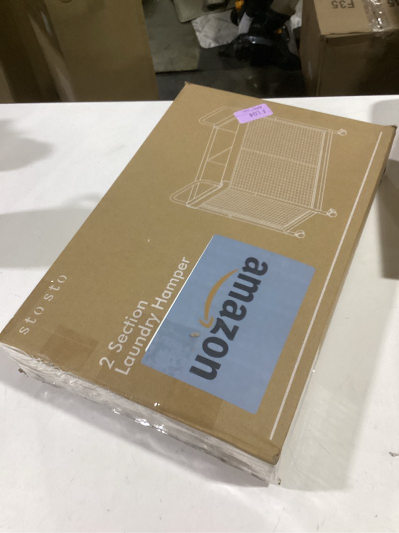 Condition photo showing As Is for STO STO Laundry Hamper 2 Section, 100L Rolling Laundry Sorter Cart with Removable and Washable Liner