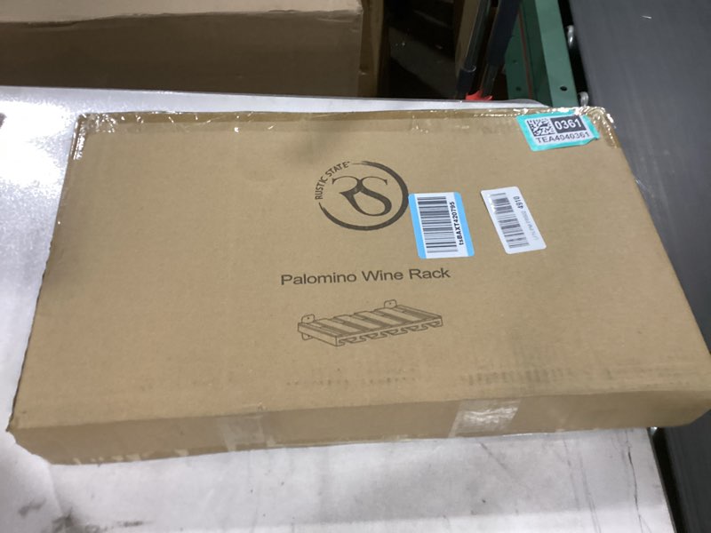 Condition photo showing New/Like New for Rustic State Palomino Wall Mounted Wood Floating Wine Liquor Bottle Rack with Glassware Holder Stemware Shelf Storage Organizer - Home, Kitchen, Dining Room, Bar Décor - Walnut Stained