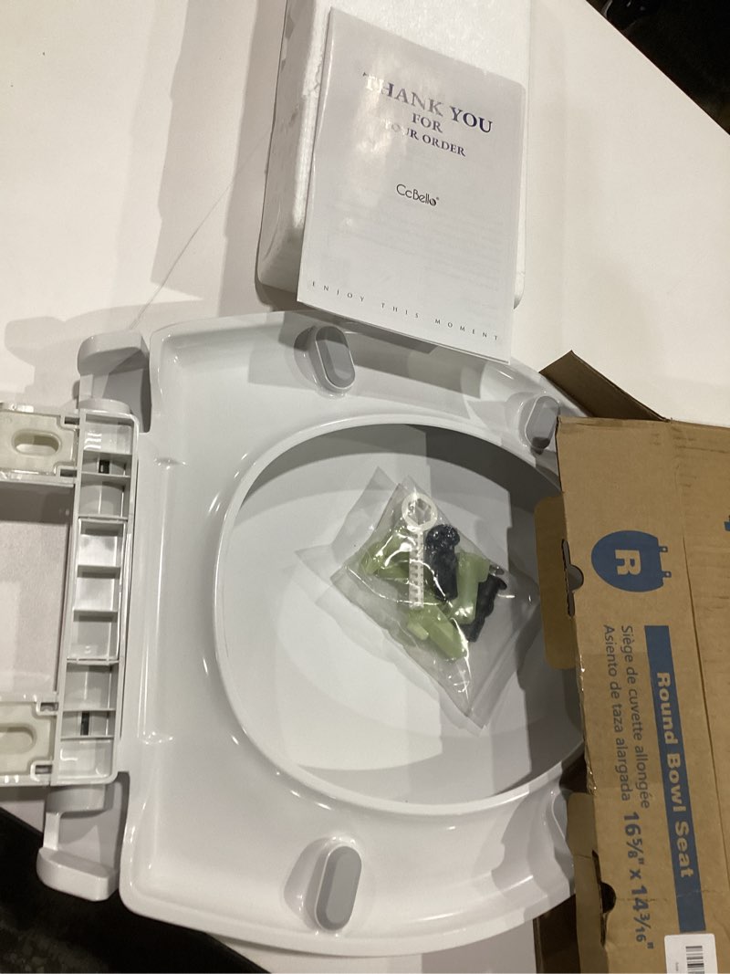 Condition photo showing New/Like New for Round Toilet Seat, Slow Close Quick-Release Hinges, Heavy Duty Soft Close, Quiet-Close Lid And Seat For Standard Toilets, Easy To Install And Clean, Never Loosen, Almond/Bone(16.5”) Almond/Bone Round
