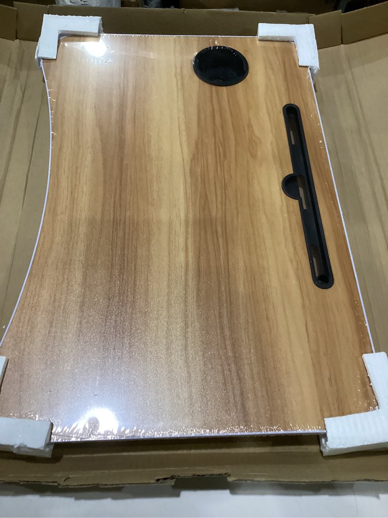Condition photo showing New/Like New for lap desk, breakfast lap tray with foldable legs, portable lap standing desk, notebook stand reading holder for reading book, watching movie on bed/couch-walnut