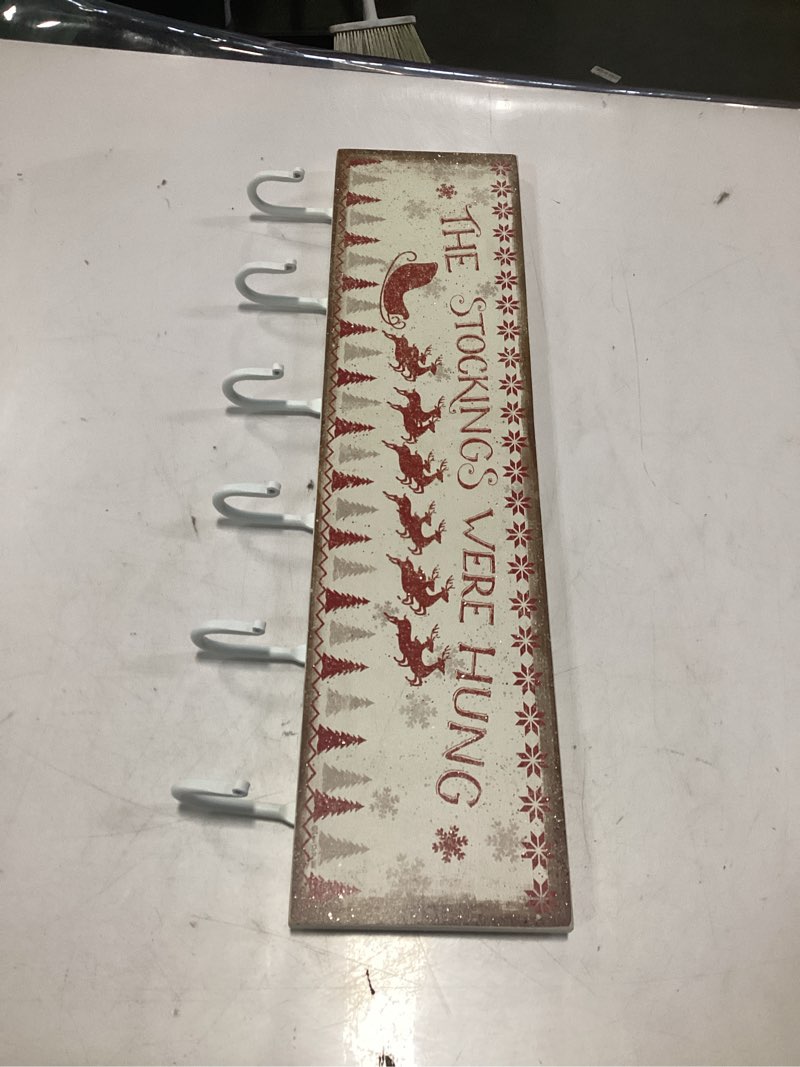 Primitives by Kathy Rustic Christmas Stockings were Hung 6-Hook Board