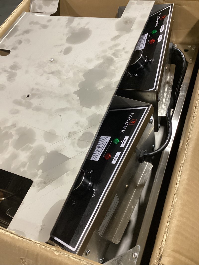 Condition photo showing Good Condition for tangme commercial deep fryer, 3400w electric countertop fryer with 3 baskets, 22l/23.25qt 1mm thickened stainless steel oil fryer with temperature limiter for restaurant, ul certified