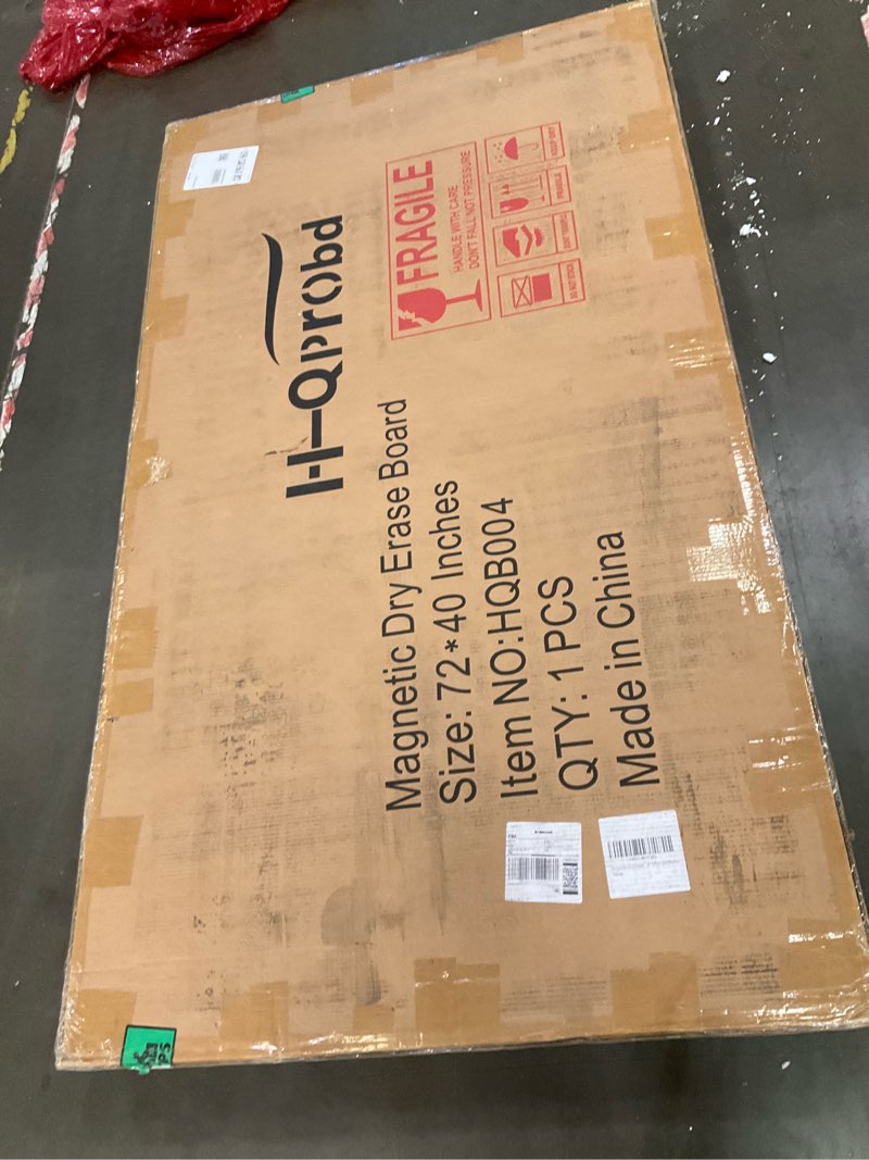 Condition photo showing As Is for H-Qprobd Dry Erase Board for Wall 72"x40" Aluminum Presentation Magnetic Whiteboard with Long Pen Tray, Wall-Mounted White Board for School, Office and Home