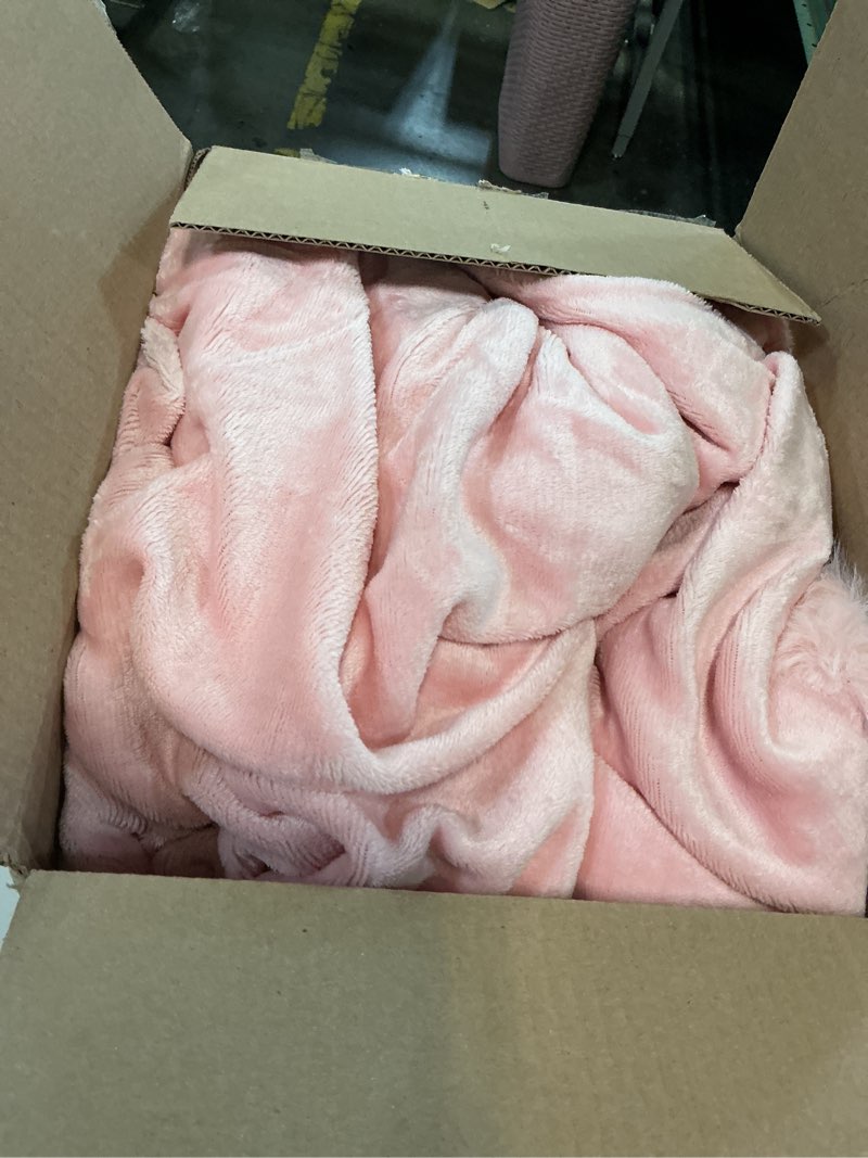 Condition photo showing As Is for Comelady Faux Rabbit Fur Throw Blanket for Couch,Soft Fluffy Thick Bubble Blanket for Bed Sofa Room Decor-Lightweight Cozy Fuzzy Blanket Gifts for Women,Light Pink,50"×60" Light Pink 50"×60"