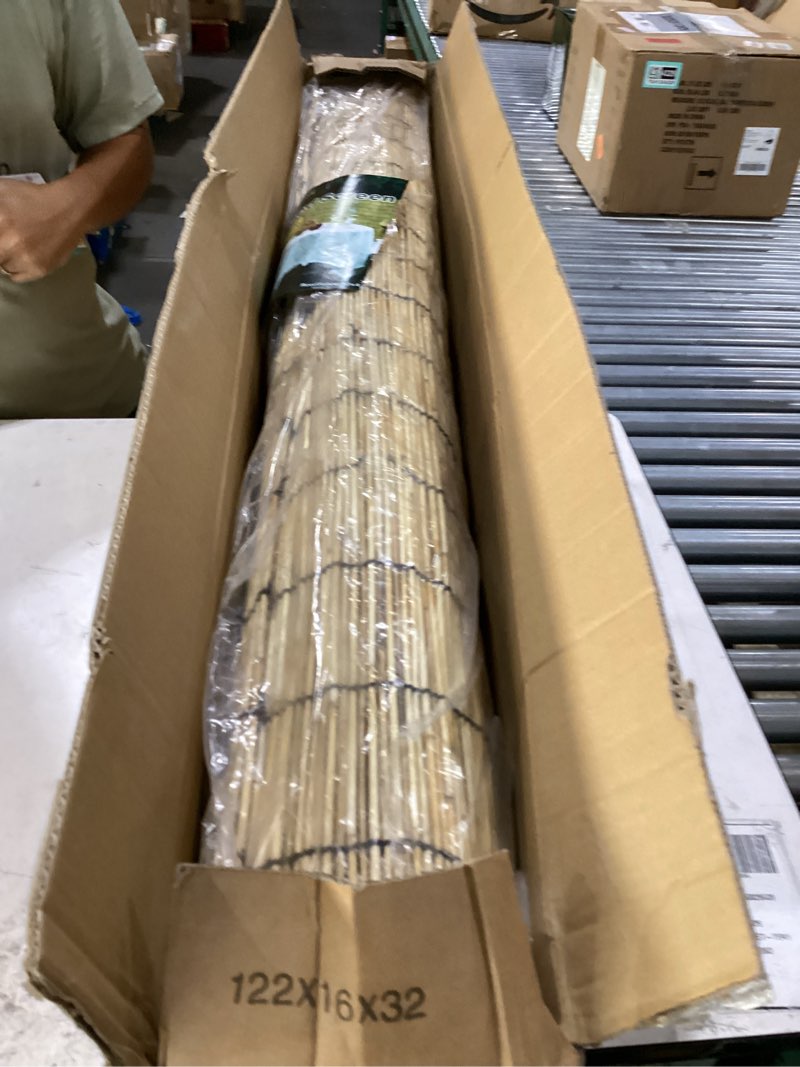 Condition photo showing New/Like New for 2 pack natural reed fence,4ft x 13ft bamboo fencing privacy reed screening for outdoor, gallery, restaurant, hotel, patio (brown) 2 pack 4ft×13ft brown