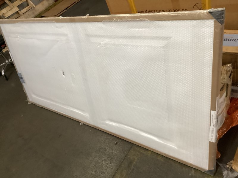 Condition photo showing As Is for barnsmith 36x80 in raised 2-panel square top smooth white primed molded door slab, paintable hollow core interior door panel, for swing, pocket, sliding door, durable and lightweight 36" x 80"