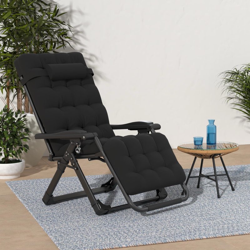 Lafuma R Clip Reclining Folding Zero Gravity Chairm  EROMMY Outdoor Folding Chaise Lounge Chair, Portable Lightweight Lounger with 4-Position Adjustable Backrest, Waterproof Textile Camping Recliner with Side Pocket & Pillow, for Pool Beach Lawn, Black EROMMY Outdoor Folding Chaise Lounge Chair, Portable Lightweight Lounger with 4-Position Adjustable Backrest, Waterproof Textile Camping Recliner with Side Pocket & Pillow, for Pool Beach Lawn, Black