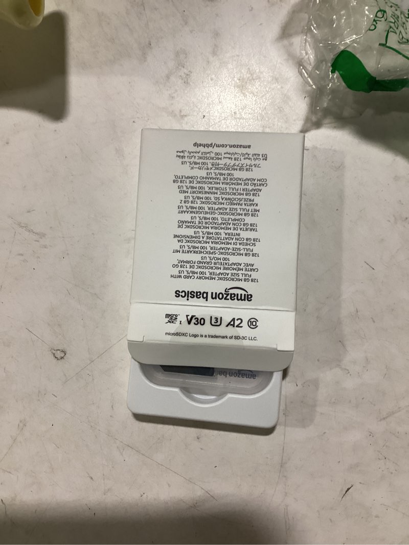 Condition photo showing New/Like New for Amazon Basics Micro SDXC Memory Card with Full Size Adapter, A2, U3, Read Speed up to 100 MB/s, 128 GB, Black 128GB