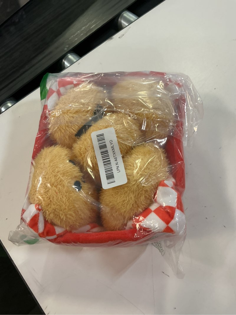 Condition photo showing Good Condition for emotional support nuggets by relatable, easter plush cuddly stuffed animals and toys, cute easter basket stuffers, non candy easter gift basket ideas, includes 5 plushies with carrying basket