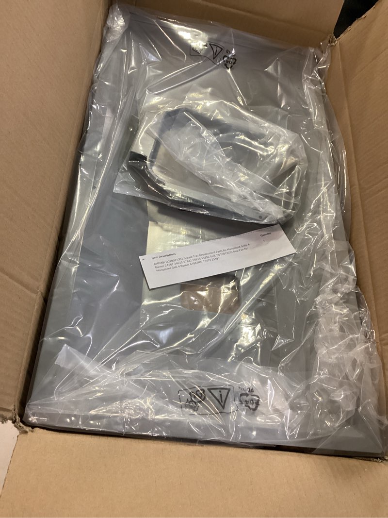 Condition photo showing Good Condition for d010021002 grease tray replacement parts for monument grills 4-burner 24367 24633 17842 35633 13892 grill, d010012072 drip pan for monument grill 4 burner 41847ng 13478 25392 1-pack tray
