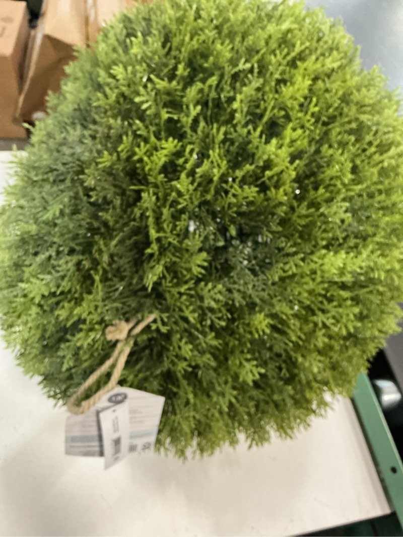 Condition photo showing As Is for my texas house 21" artificial evergreen cyprus ball