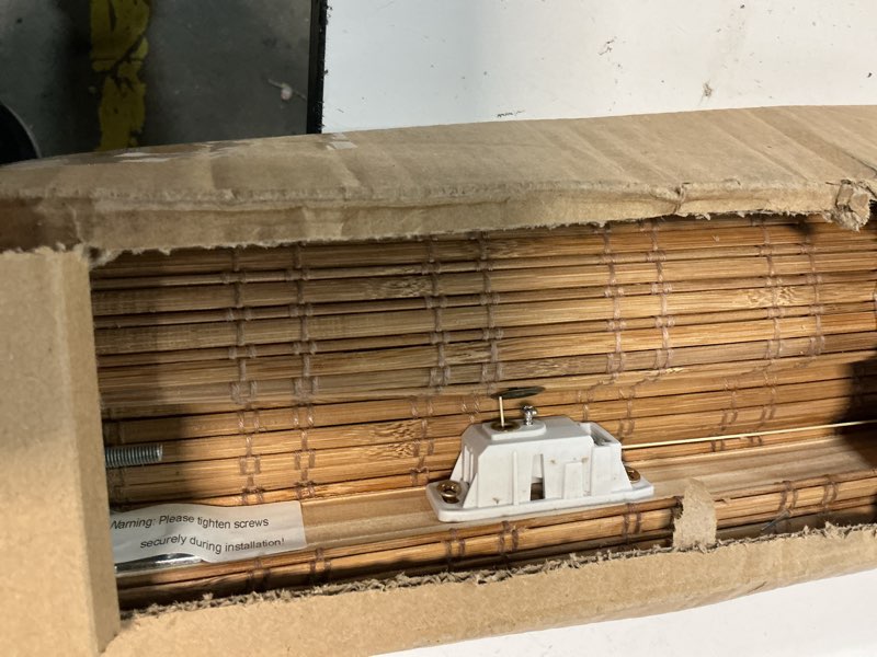 Condition photo showing Good Condition for lazblinds no drill bamboo roman shades, 25x64, tuscan b | light filtering window treatment, no tools cordless roll up bamboo blinds for window