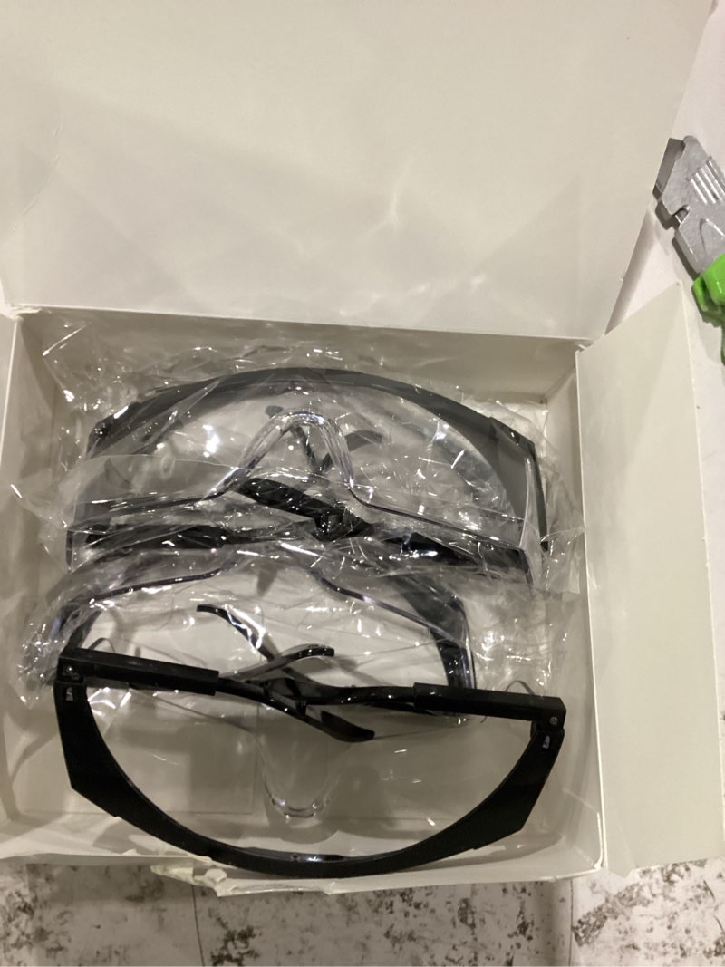 Condition photo showing New/Like New for safety glassesclear anti-fog goggles over-spec glasses protective eye wear industrial approved wide-vision?4 pack?