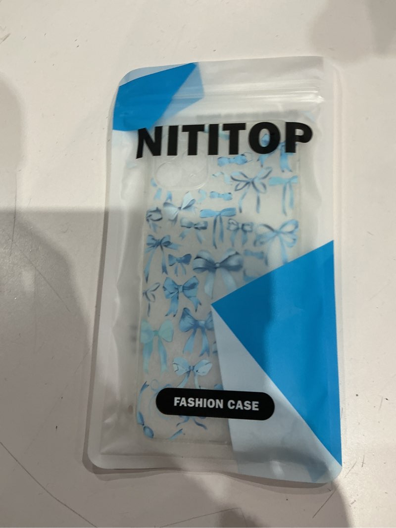 Condition photo showing Good Condition for nititop compatible with iphone 12 pro case cute clear bowknot design for women girls blue bow ribbon soft fit slim stylish protective phone cover - blue blue iphone 12 pro