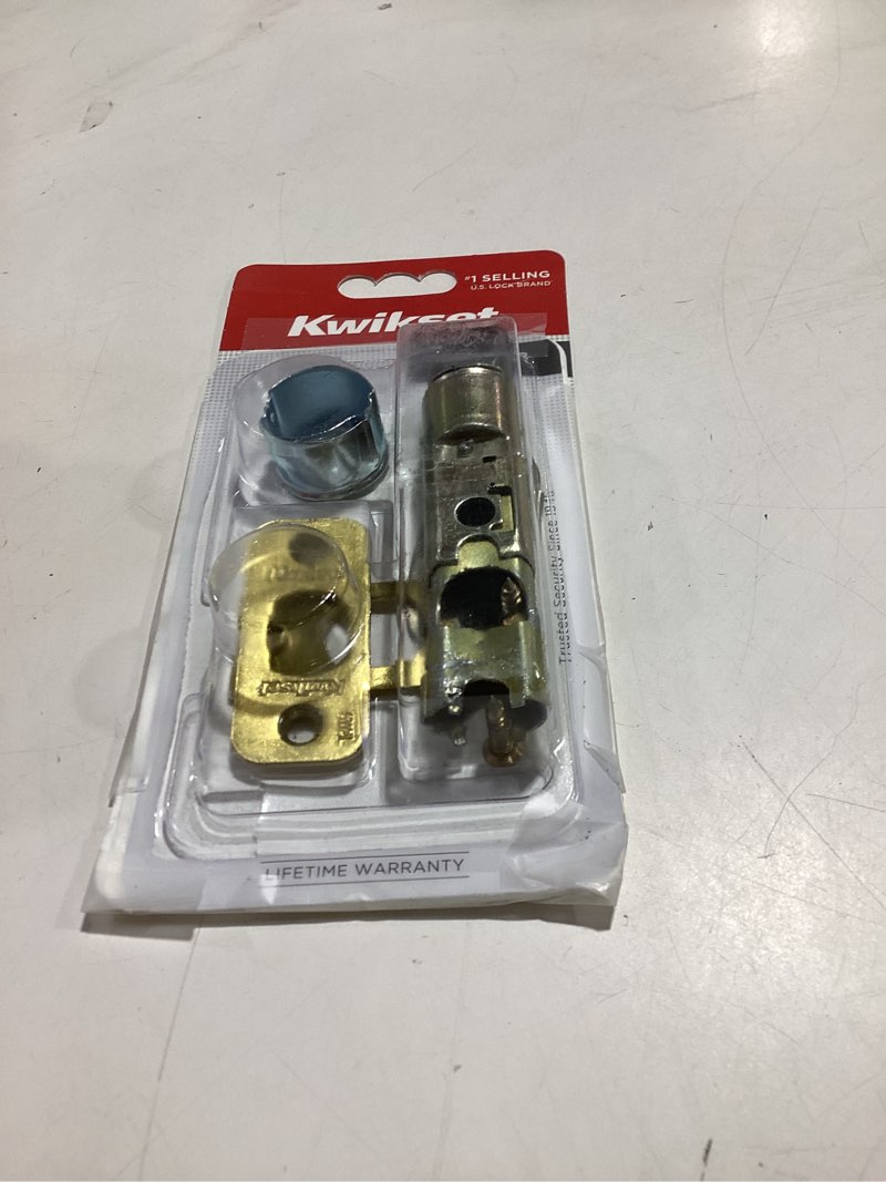 Condition photo showing As Is for kwikset 6 way adjustable plain latch in polished brass