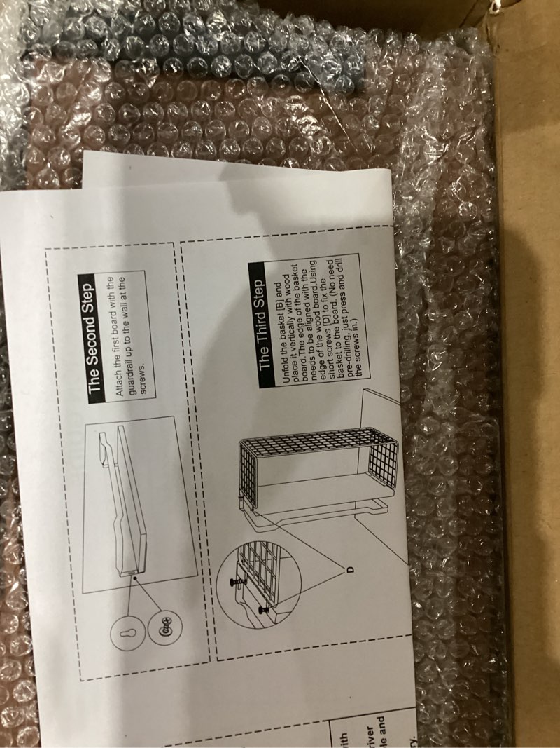 Condition photo showing New/Like New for WOPITUES Floating Shelves with Wire Storage Basket, Bathroom Shelves Over Toilet with Protective Metal Guardrail, Wood Wall Shelves for Bathroom, Bedroom, Living Room, Toilet Paper- Dark Brown Dark Brown 15.7 inch