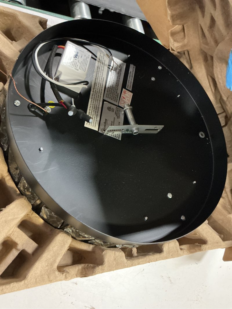 Condition photo showing As Is for allen + roth aurelis 13.5-in matte black led flush mount light