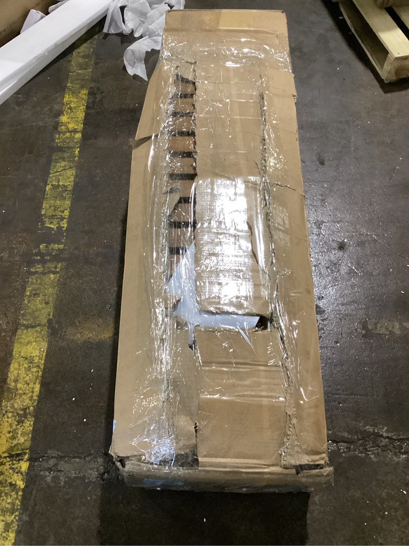 Condition photo showing As Is for (similar too & possibly missing parts) tribesigns 63\\\" wooden entryway bench with storage shelf, rustic extra long bench, 2-tier narrow hallway seating bench for living room, bedroom, kitchen(brown)