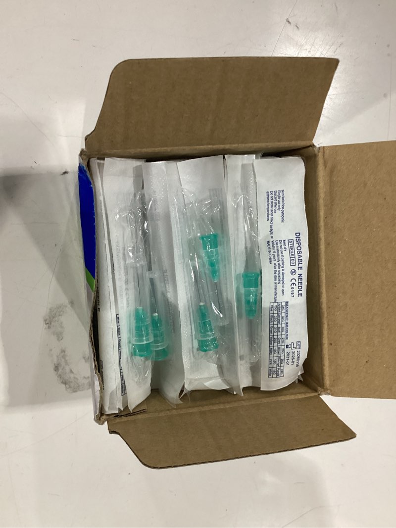 Condition photo showing New/Like New for 32 gauge 1/2 inch needle, industrial syringe dispensing accessories, individually packaged