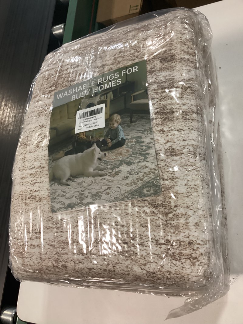 Condition photo showing New/Like New for cotiled large area rugs for living room 8x10, machine washable rugs with non slip backing modern neutral abstract rugs stain resistant distressed carpets for home office decor (8x10 beige/brown) beige/brown 8'x10' (rectangular)