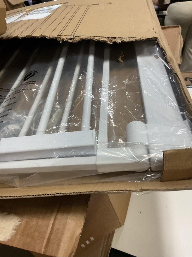 Condition photo showing Good Condition for comomy 29.5-40.5" extra wide baby gate, auto close dog gate for house doorways stairs, pressure mounted easy walk thru pet gate safety child gate, includes 4 wall cups and 2 extension pieces, white white 30"tall 40.5"wide