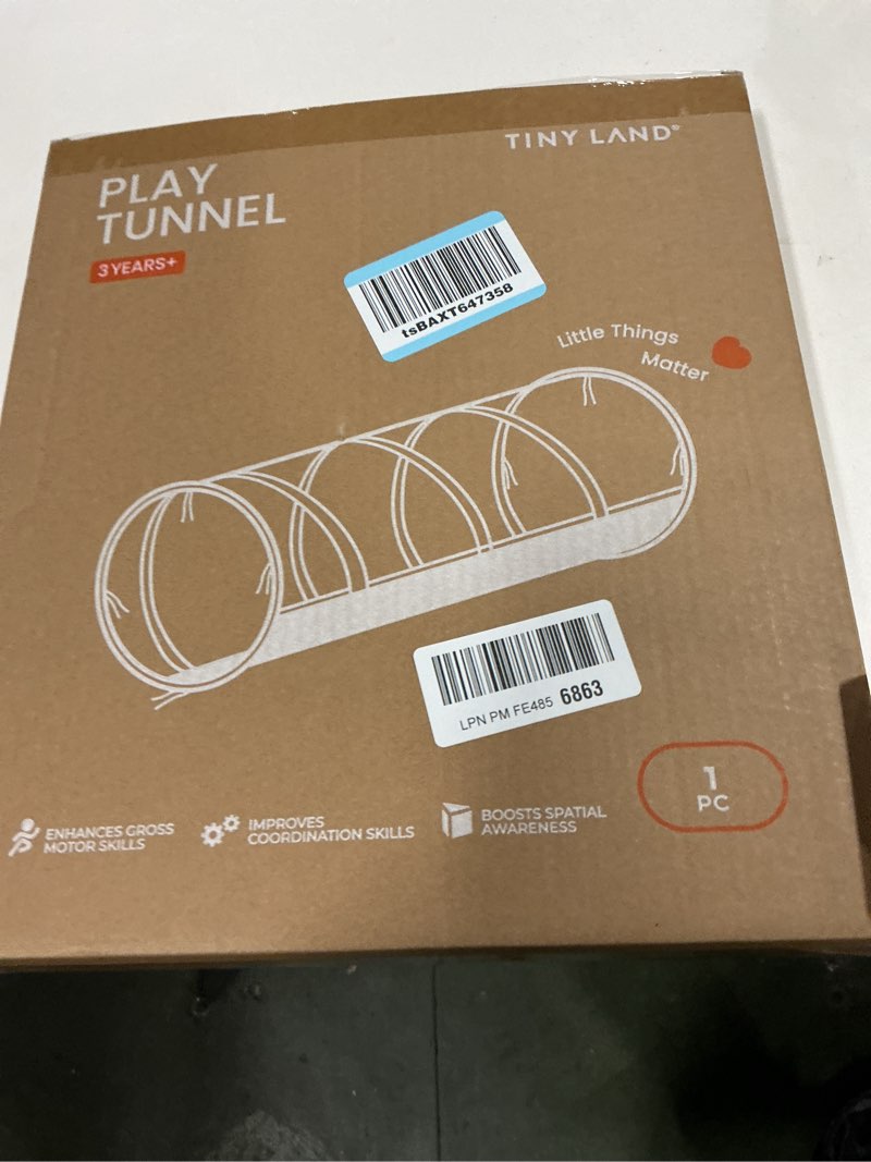 Condition photo showing New/Like New for Tiny Land Tunnel Toys for Toddlers, 69" x 18" Baby Tunnel Crawl Indoor, Play Tunnel for Kids to Crawl Through, Pop Up Dog Tunnel, Baby Outdoor Toys Khaki